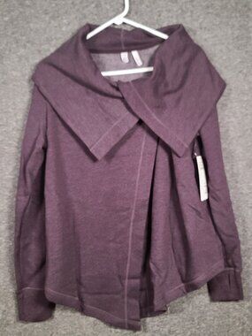 NWT Zella Women's Size Medium Purple Wrap Sweater Cardigan With Snap Closure